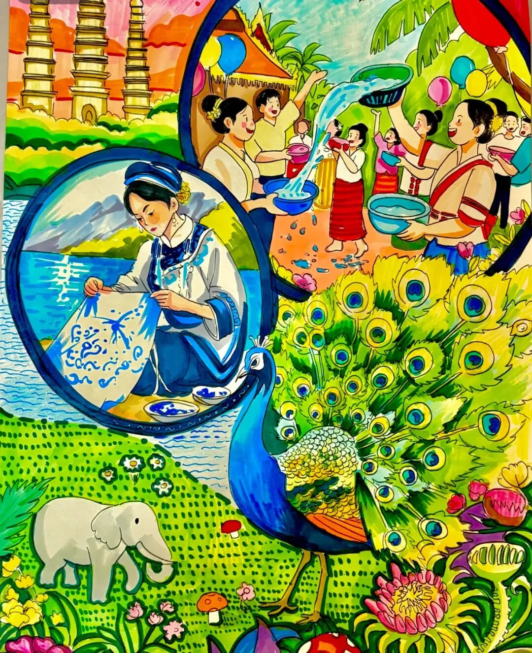 美丽云南旅游地理西双版纳攻略手抄报|傣族文化昆明假期旅行特色大理美食民俗孔雀舞航拍中国地理手帐·下关风,上关花,苍山雪,洱海月