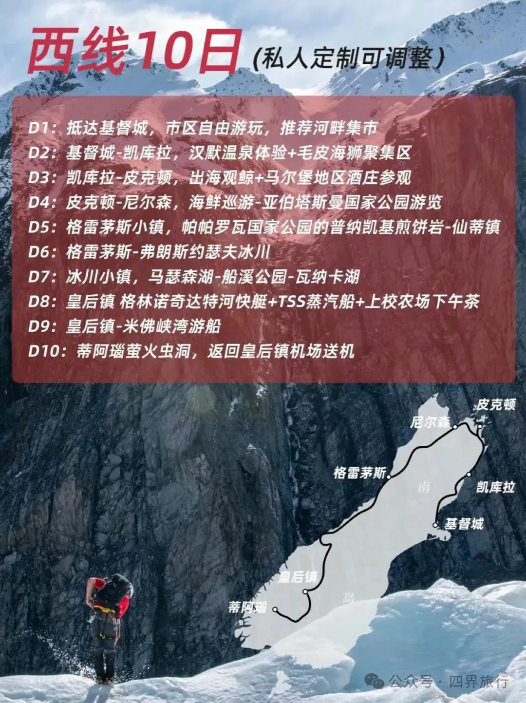 新西兰南岛定制旅游,中线东线西线任选