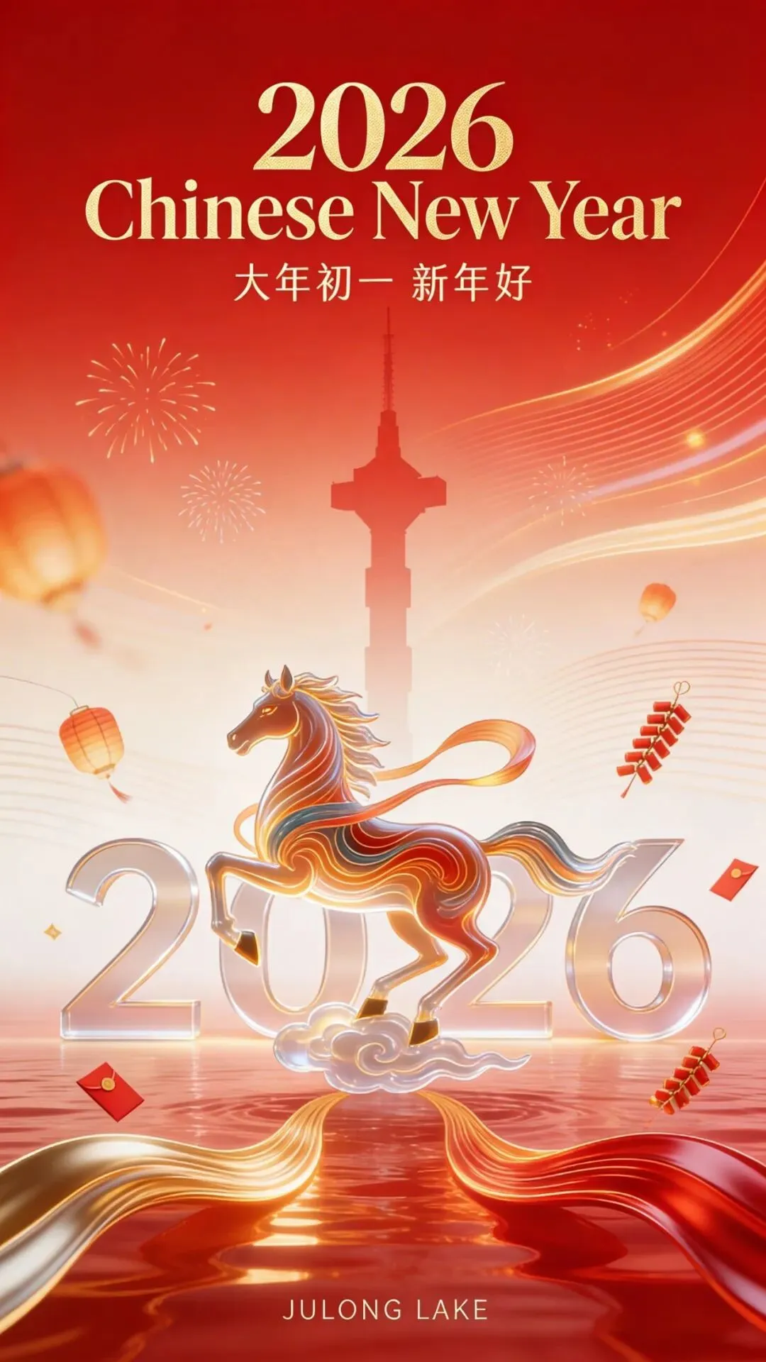 瑞马迎春,福满全城!聚龙湖景区给您拜年啦!