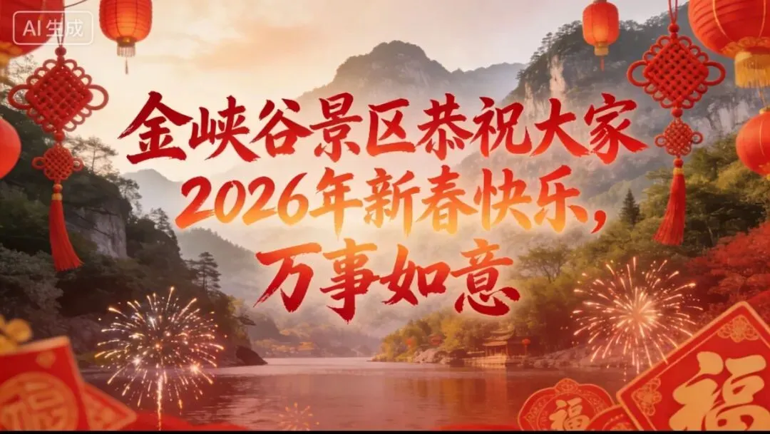 金峡谷景区恭祝全市人民新春快乐,万事如意!