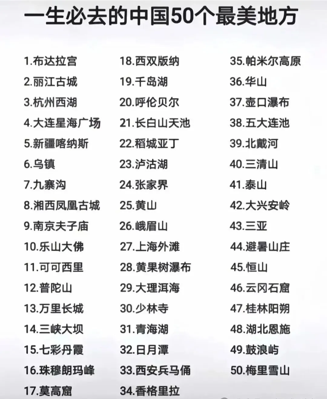 《国家地理》“50个中国最美景点!”你去过几个?