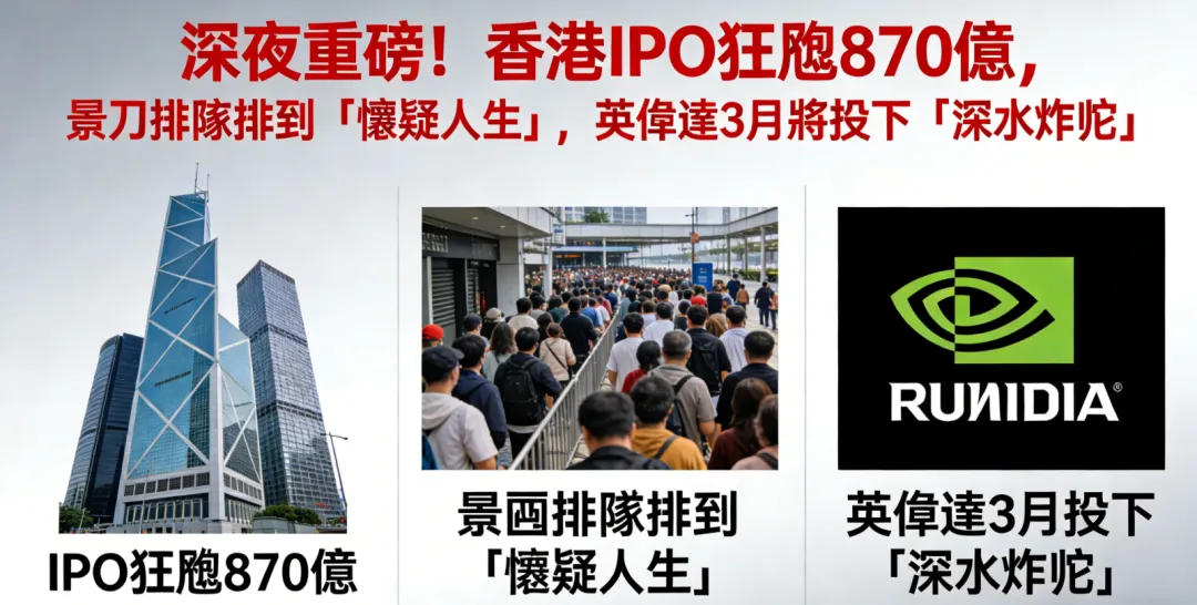深夜重磅!香港IPO狂飆870億,景區排隊排到「懷疑人生」,英偉達3月將投下「深水炸彈」