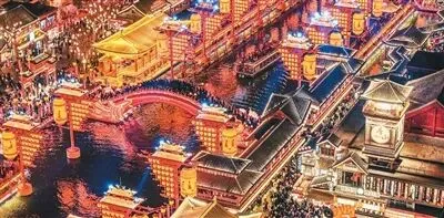 河北省唐山市丰南区河头老街景区灯火璀璨