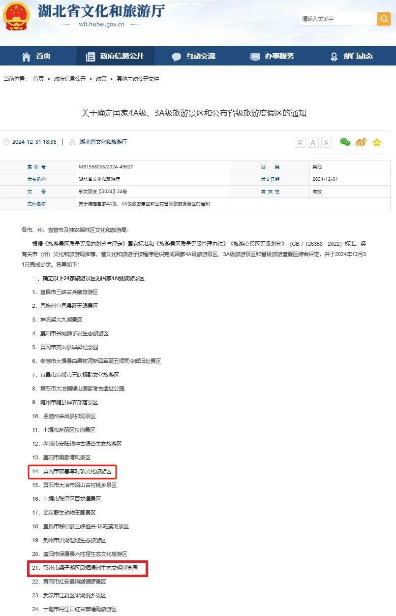 湖北联投新添2个国家4A级景区!