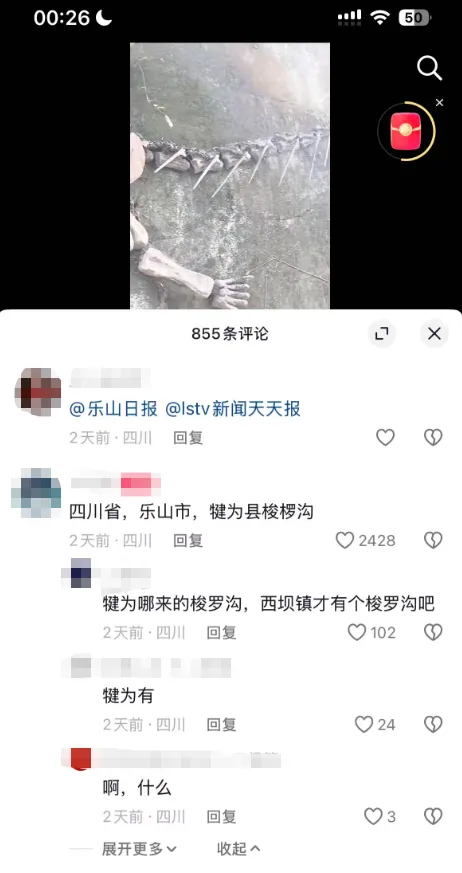 网传乐山一景区发现恐龙化石,景区回应:..