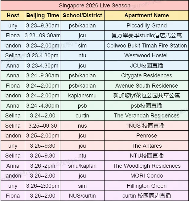 异乡好居新加坡2026直播季(附直播行程安排)