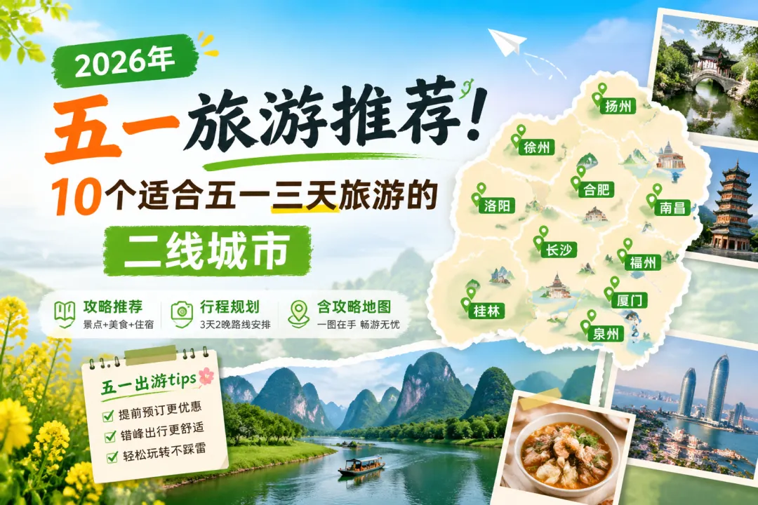 2026年五一旅游推荐!10个五一最佳旅游目的地三天旅游的二线城市,含地图