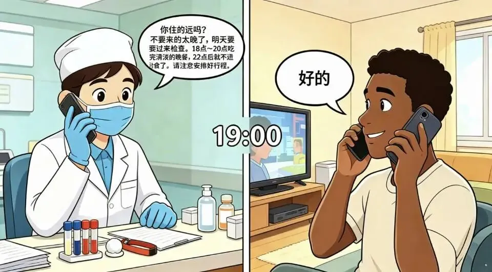 场景分析:空腹项目,患者常因行程安排耽误导致过度空腹