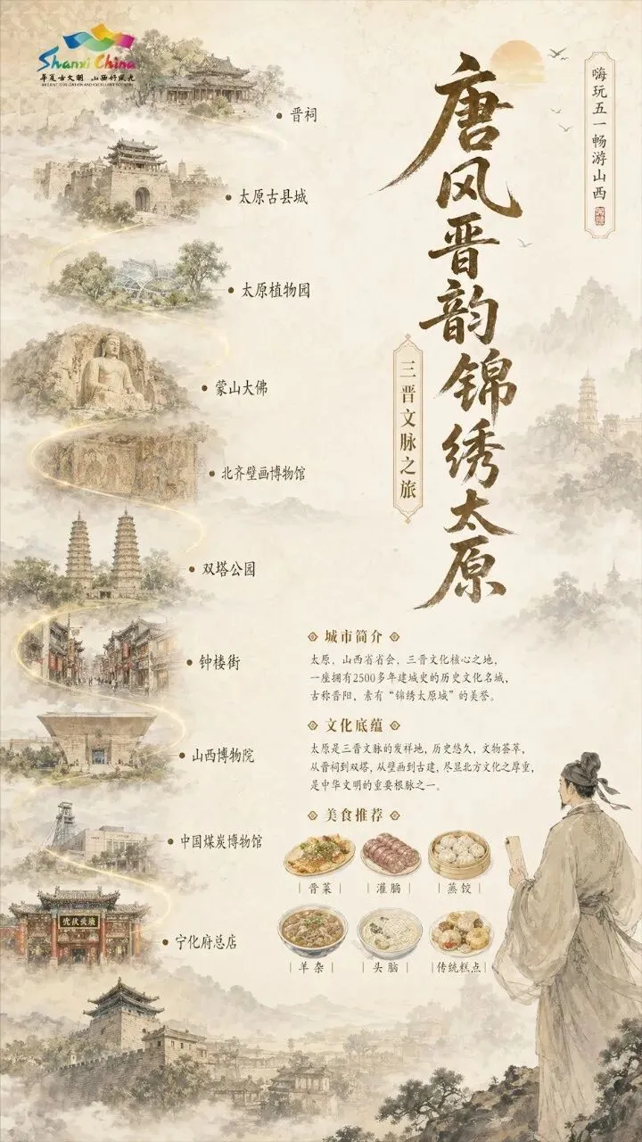 【附美食推荐】山西发布城市旅行指南 快来“嗨玩五一 畅游山西”
