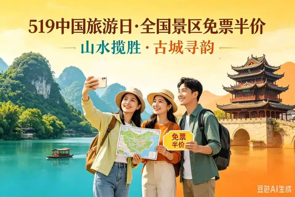 2026年5·19中国旅游日终极攻略:上千景区免票半价!保姆级清单+避坑指南,收藏即用
