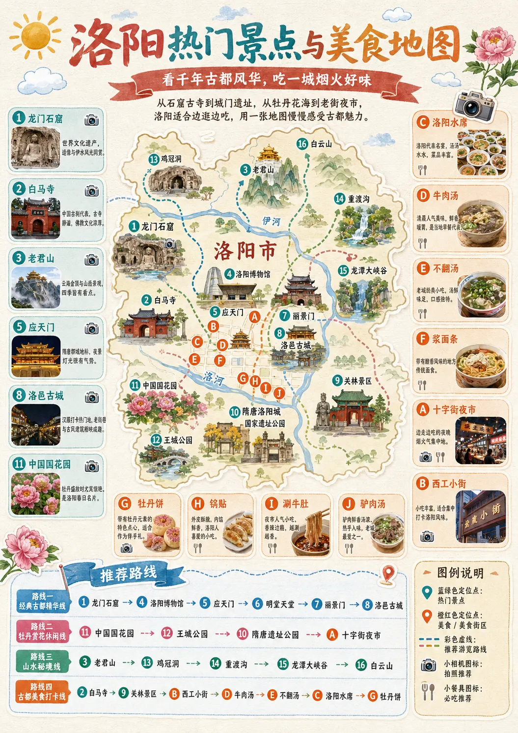 一张图看懂洛阳:景点、美食与旅行路线全攻略
