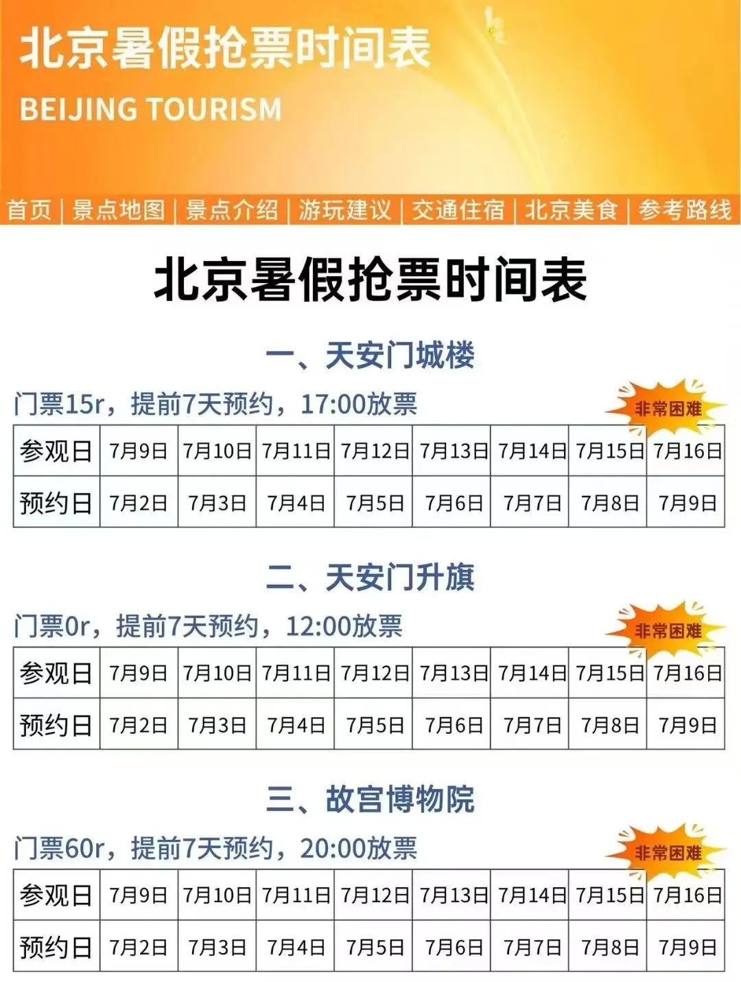 北京旅游攻略,暑期约票必看.