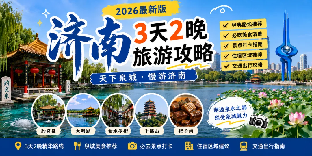 济南旅游攻略(2026最新版):第一次来泉城怎么玩?3天2晚路线、美食、景点一次讲清