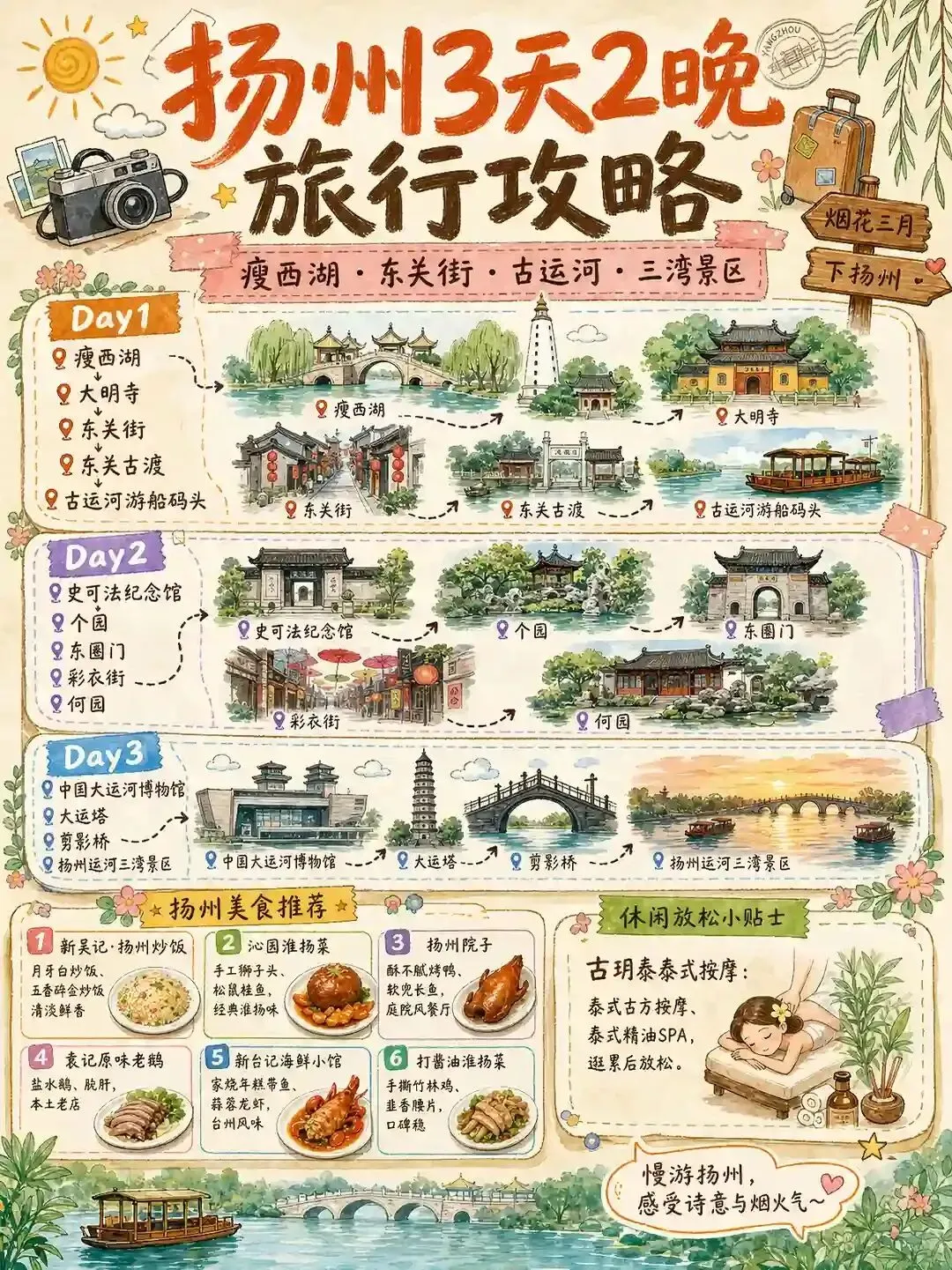 扬州旅游地图手绘攻略