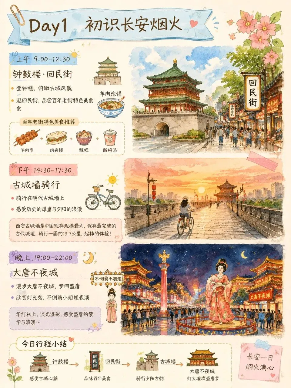 西安五日游 手绘旅行攻略