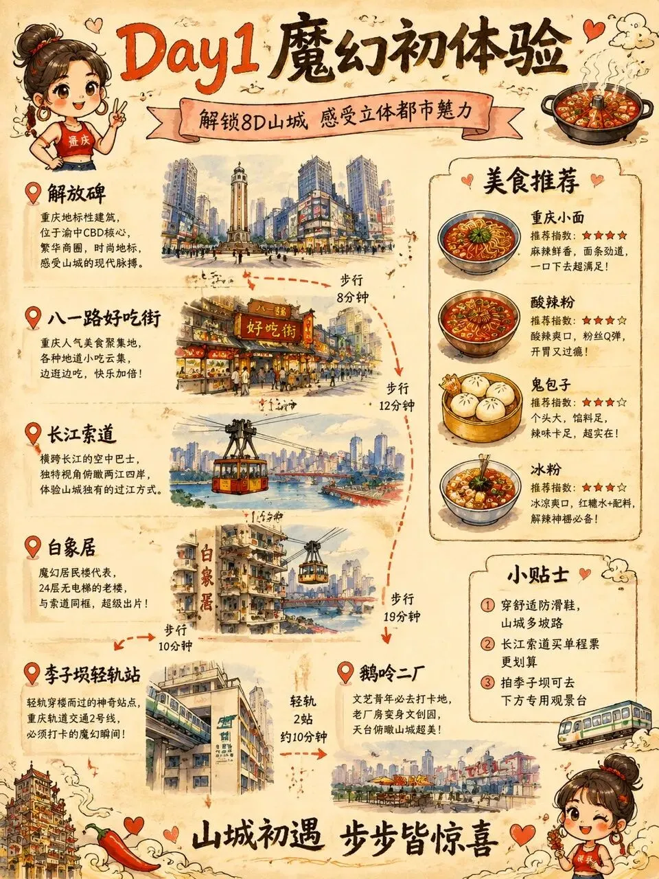 重庆三日 手绘旅行攻略