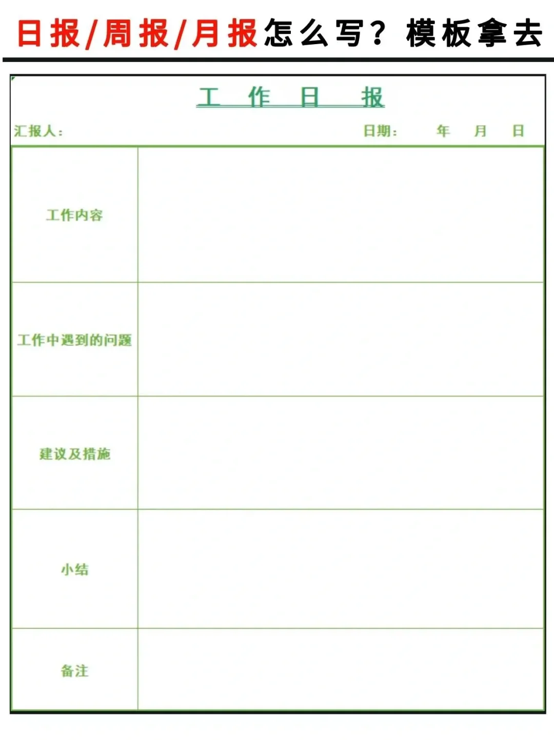 日报/周报/月报不会写？模板拿去用！