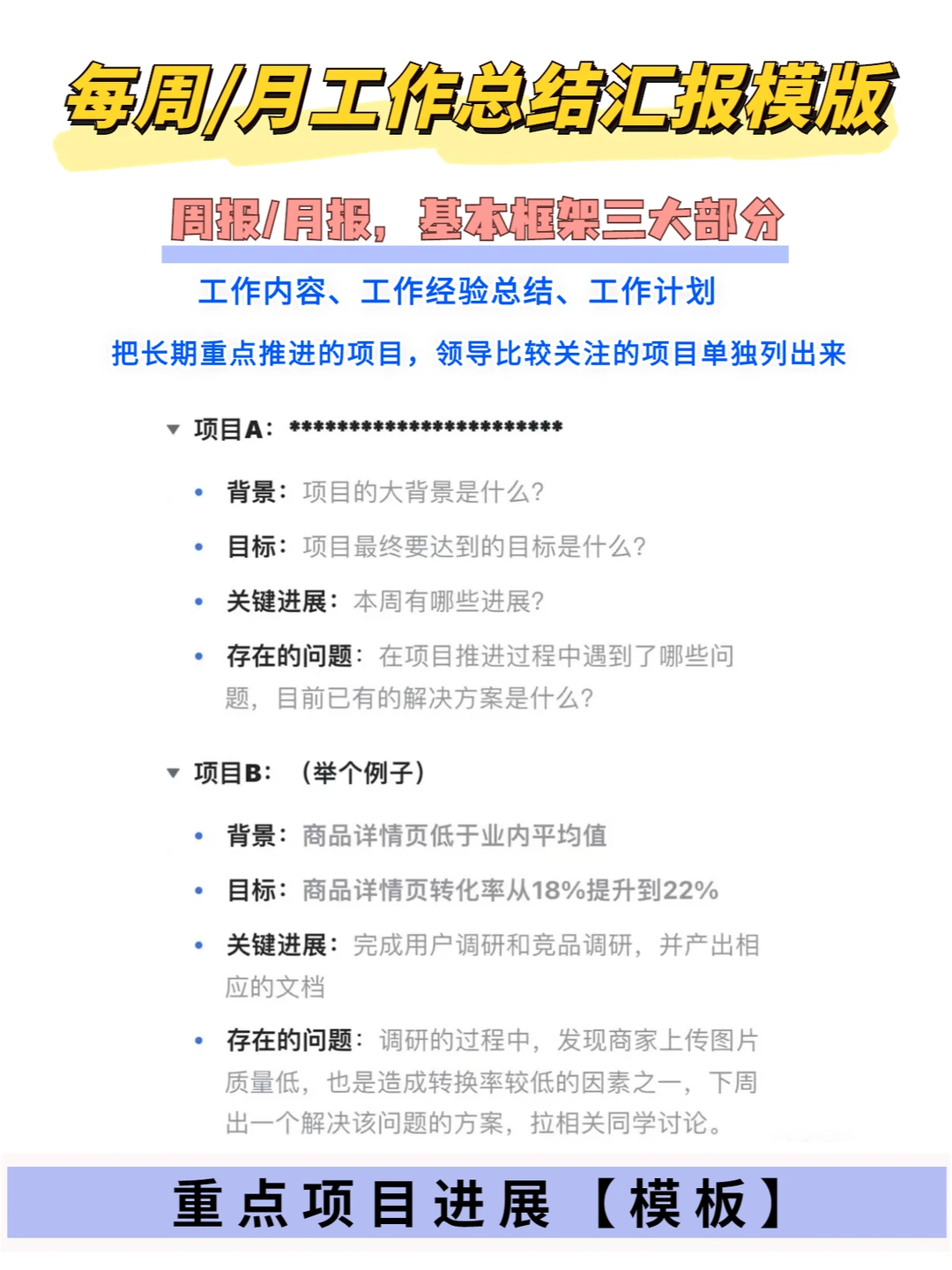 周/月工作总结汇报自用模板|工作量化管理