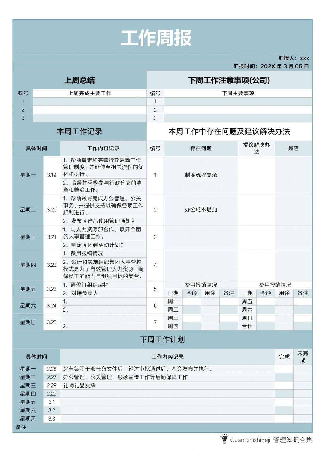 工作周报表‼️拿来就能用