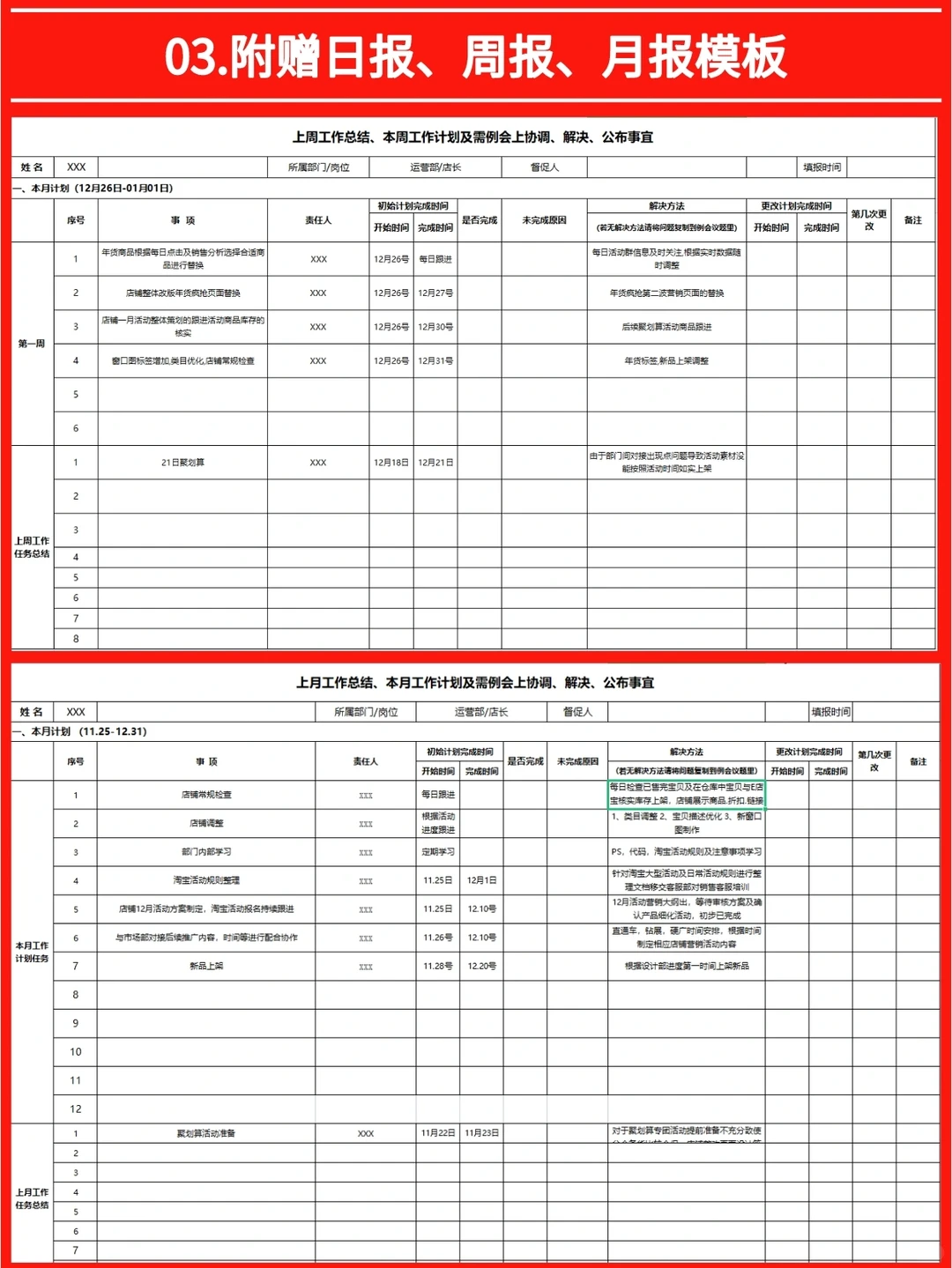 日报/周报/月报/怎么写？模板拿去用