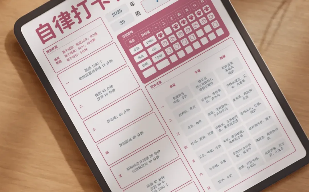 模板分享｜自律打卡表（可下载）