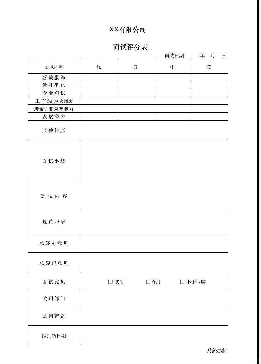 行政人事模版大全
