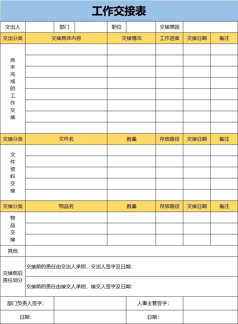 一些文职岗位表格模板（二）