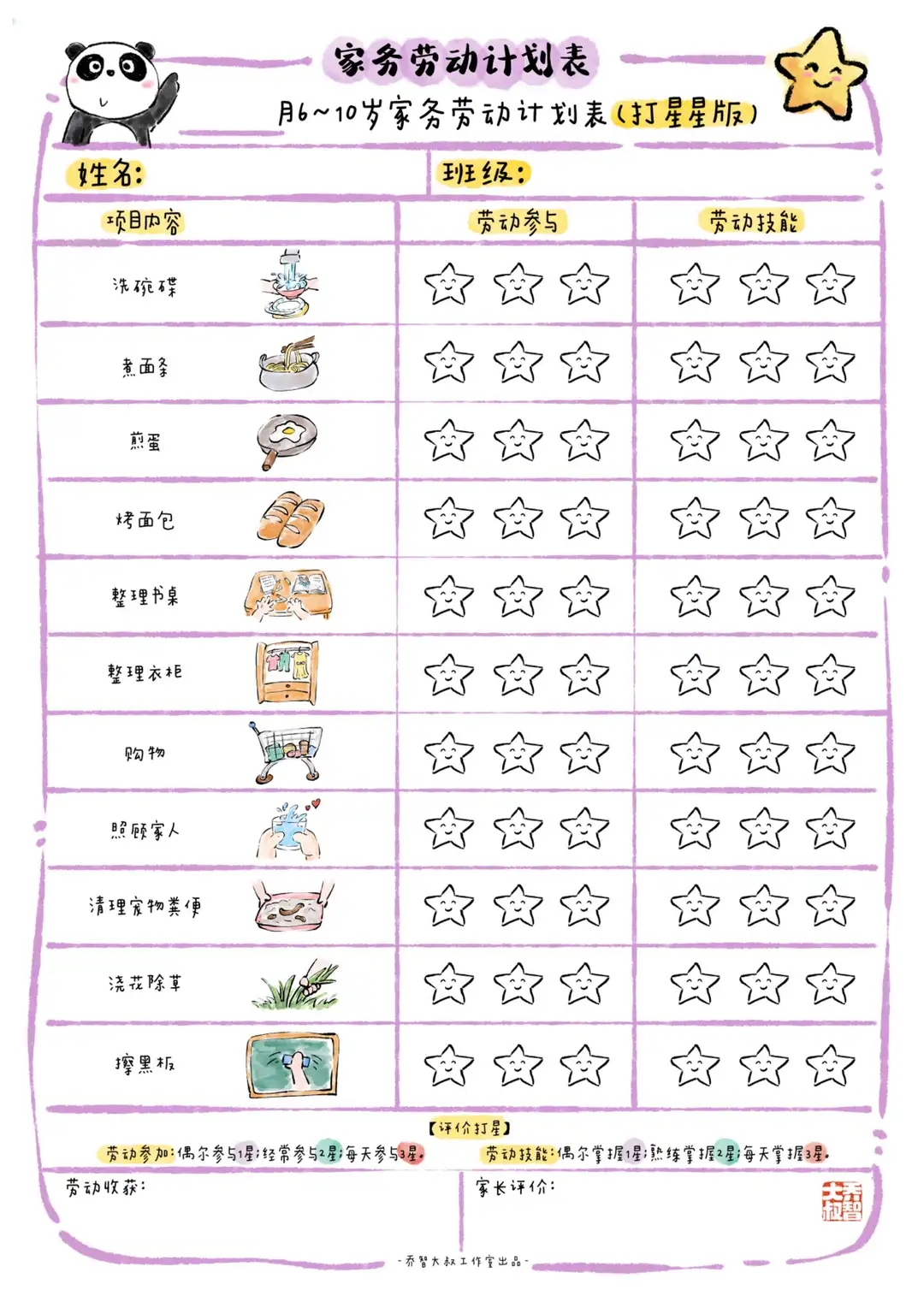 幼儿园好习惯|这个家庭积分激励表太可爱啦