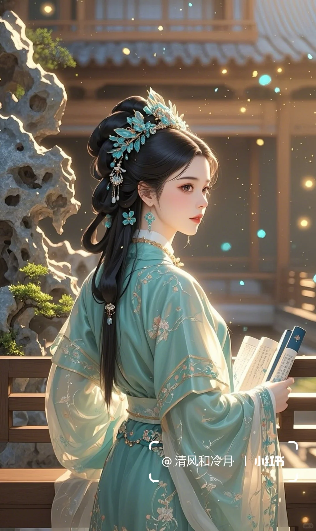 窗外烟光凝翠色，指尖幽韵入平湖。