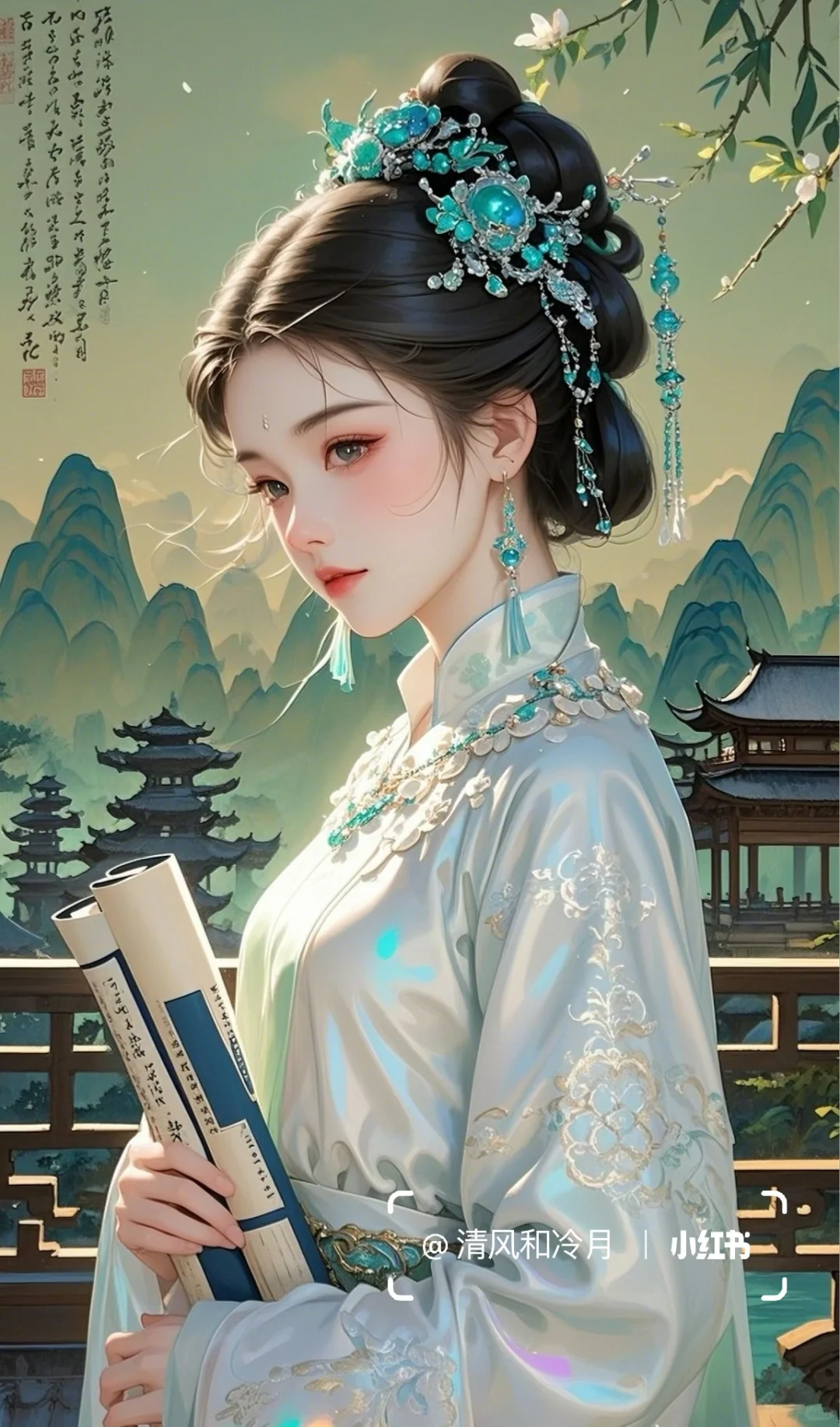 窗外烟光凝翠色，指尖幽韵入平湖。