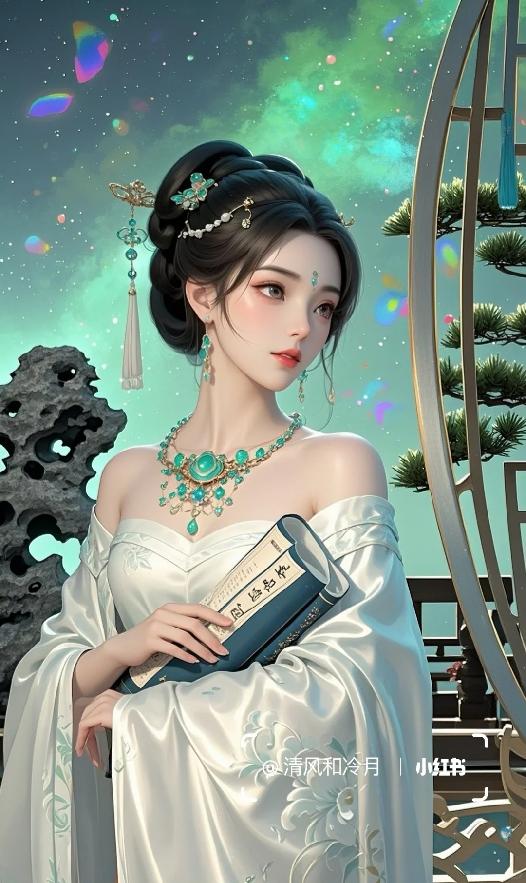 窗外烟光凝翠色，指尖幽韵入平湖。