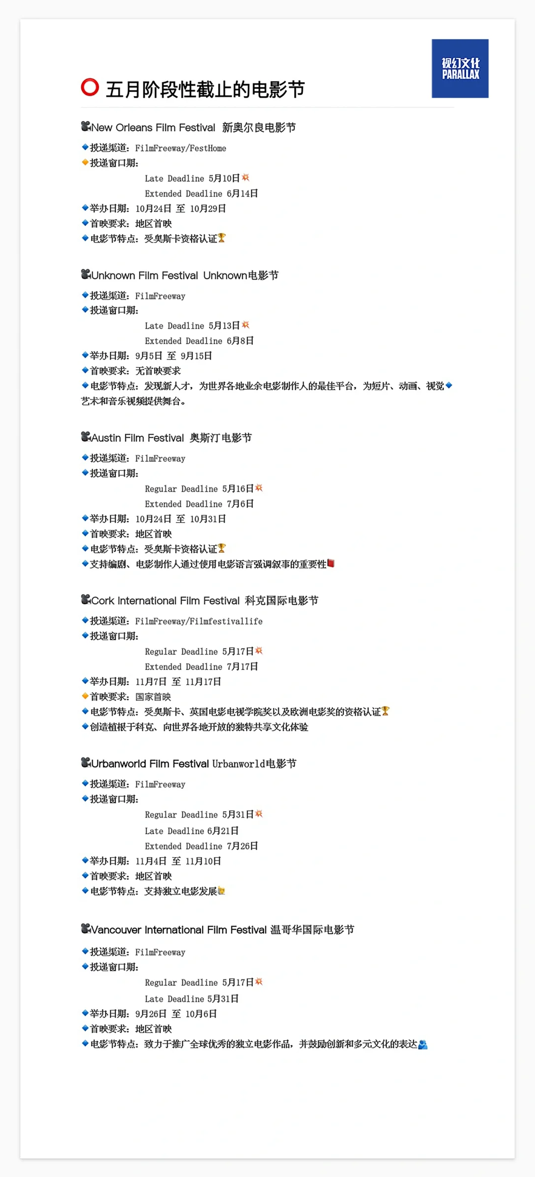 不要错过，5⃣️🈷️还可以报这些电影节🫰