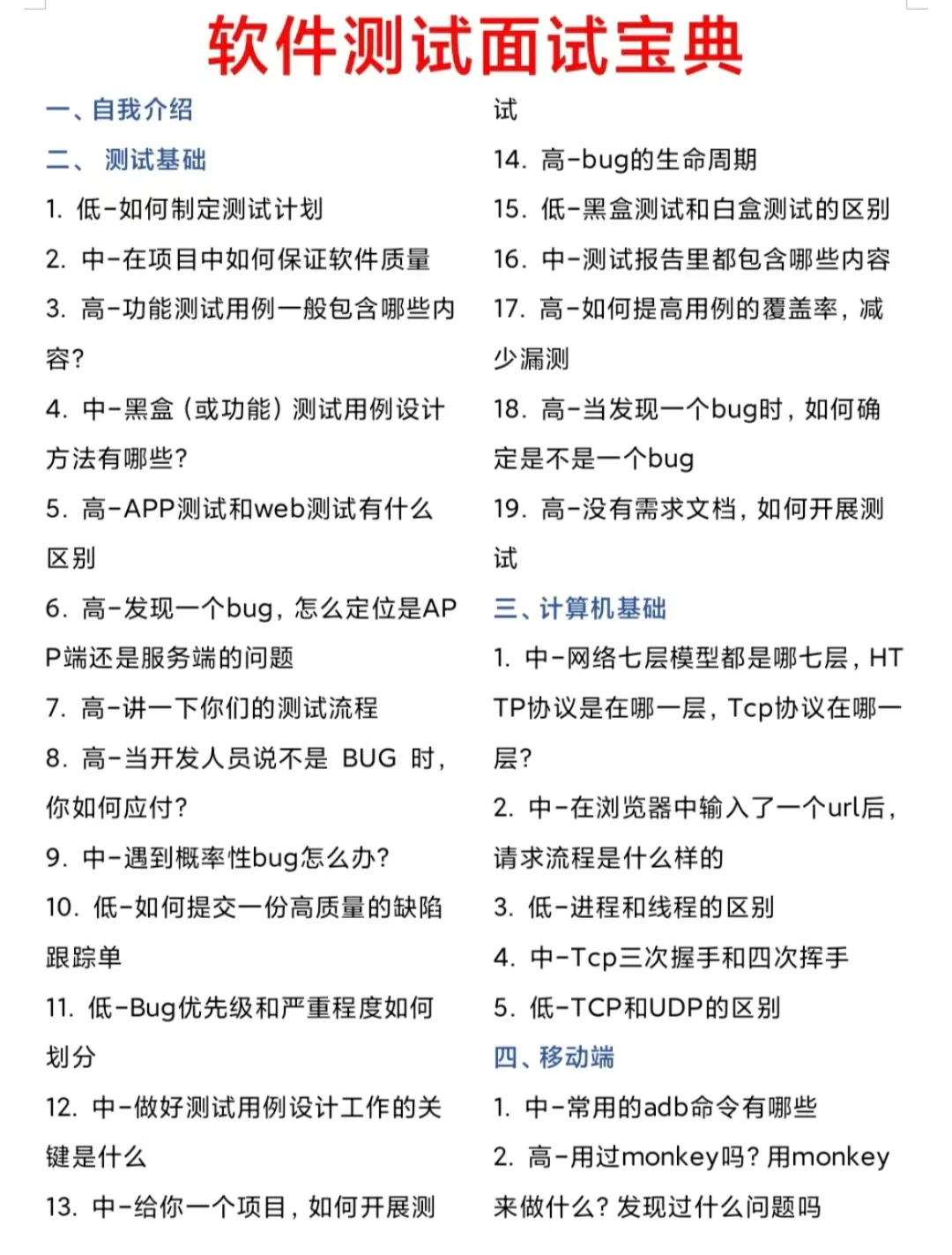 其实刚到年初，软件测试面试都很水⋯