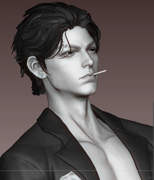 雕刻一个男性 刚学软件不久不熟练