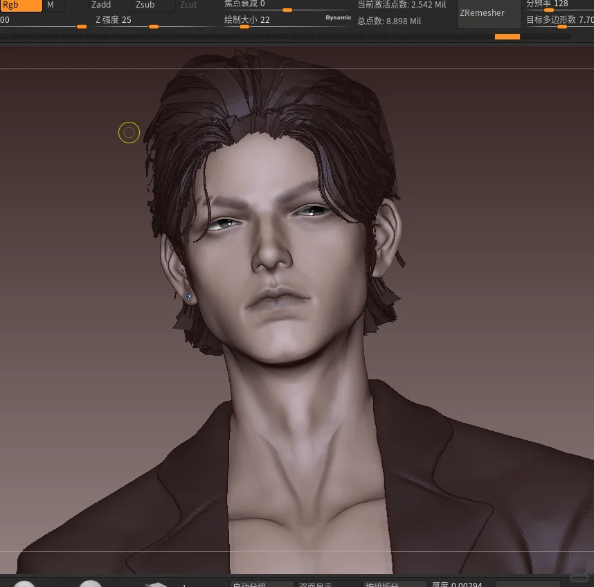 雕刻一个男性 刚学软件不久不熟练