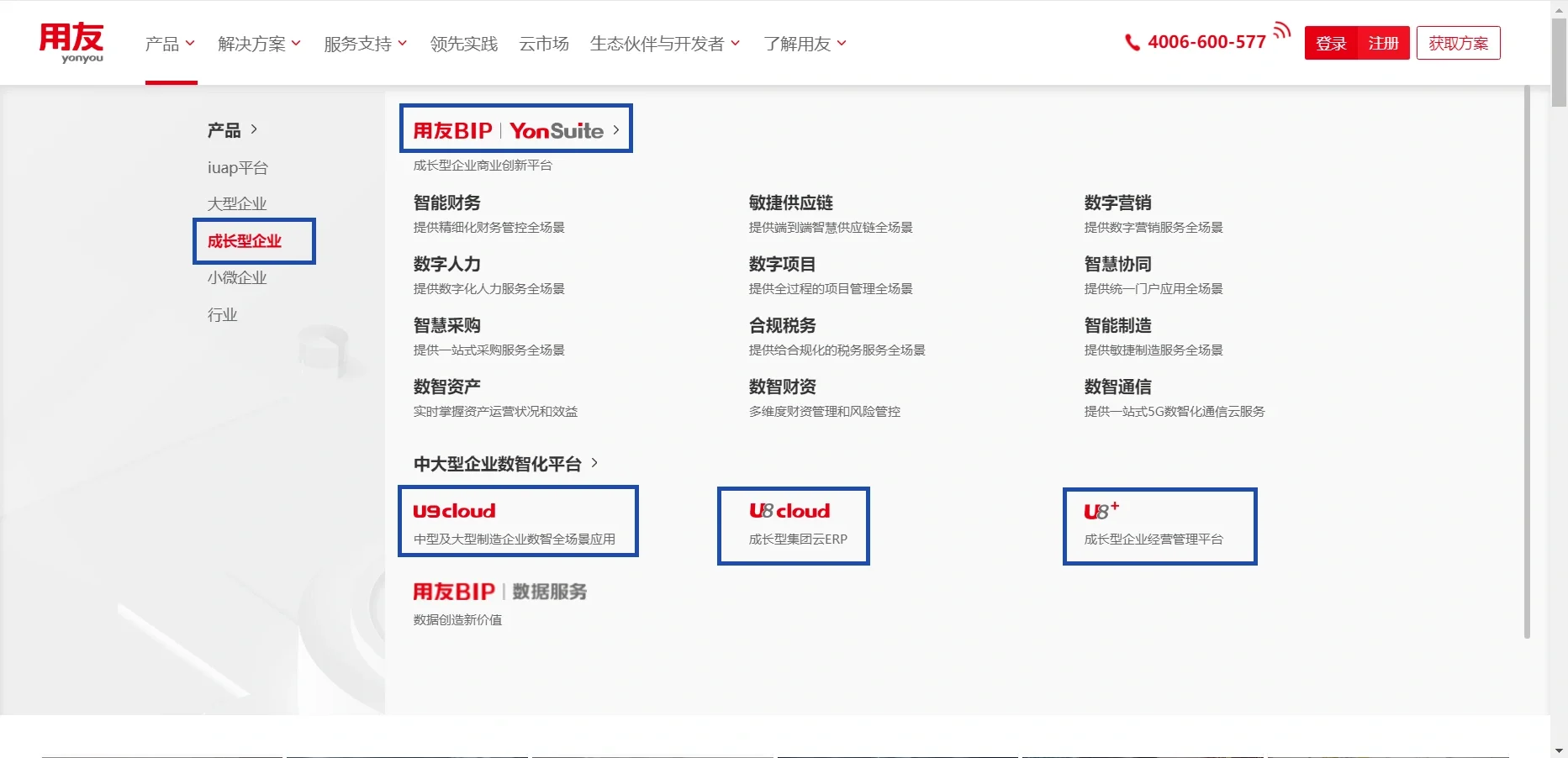 用友软件产品系列，总有一款适合你。