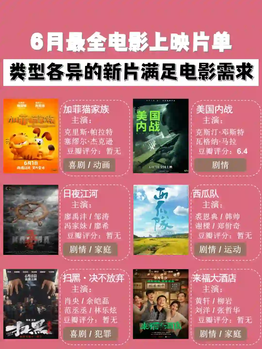 6月最全电影上映片单！