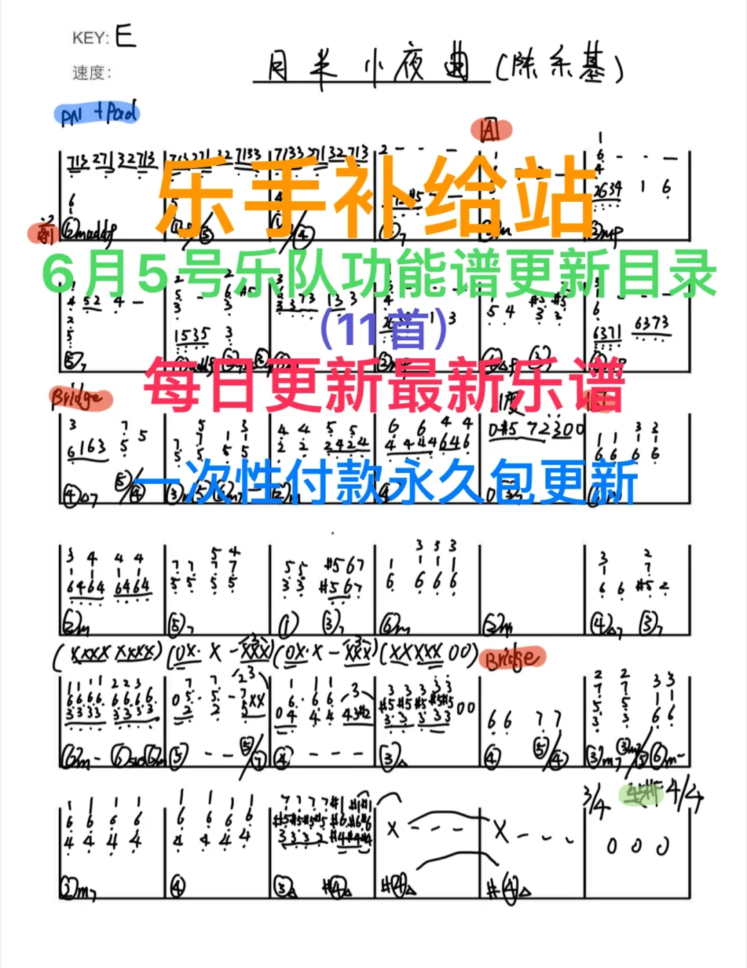 酒吧看谱软件6月5号功能谱目录（11首）