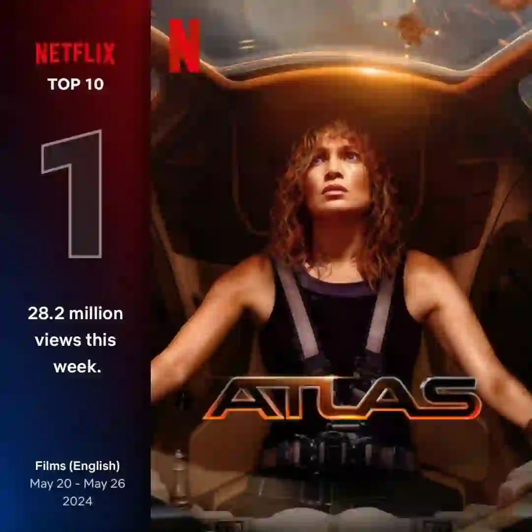 JLo主演电影《ATLAS》连续三周蝉联冠军!