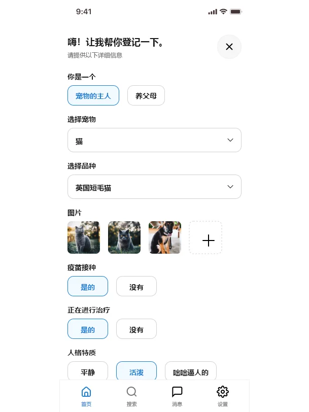 宠物动物领养APP UI界面设计,XD\FIG\PSD