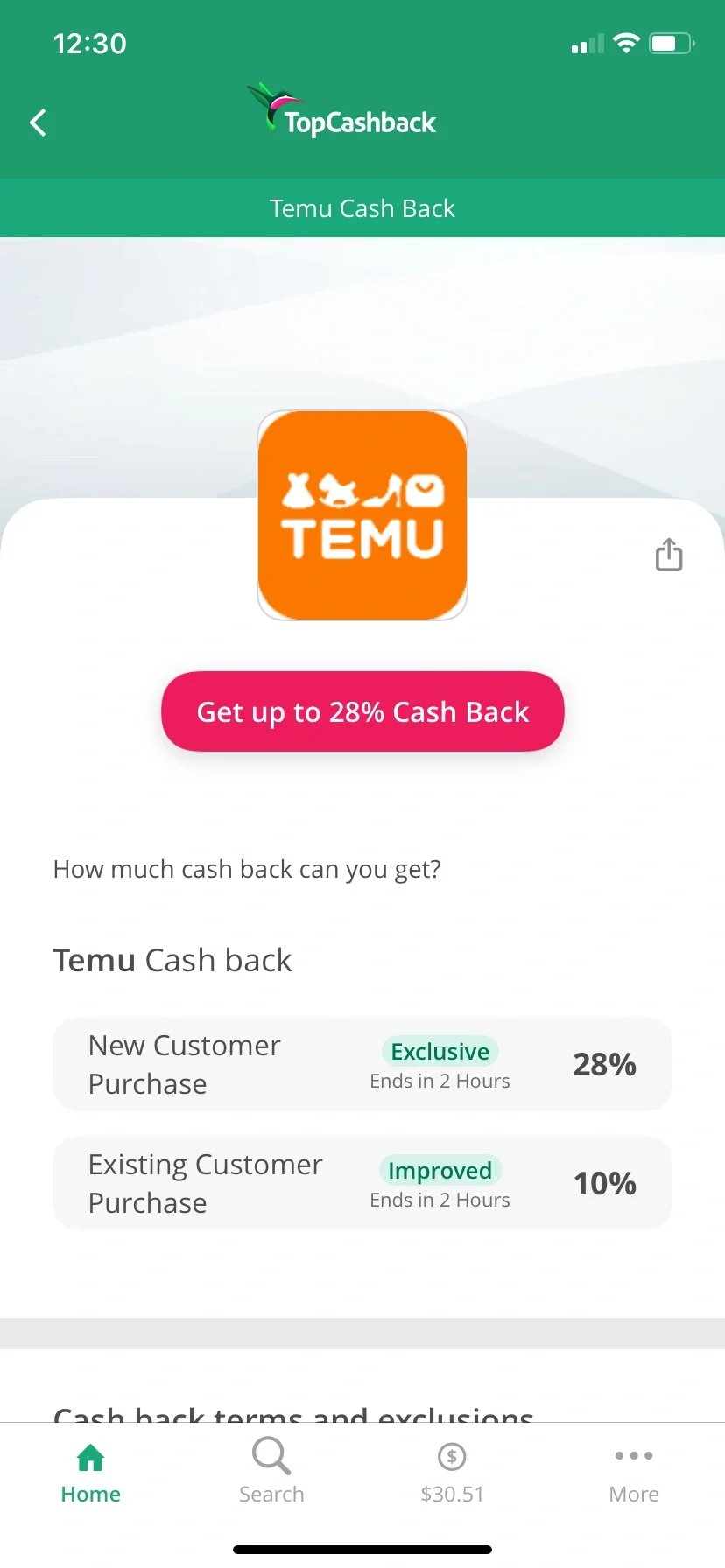 薅羊毛Cashback APP. 免费$35