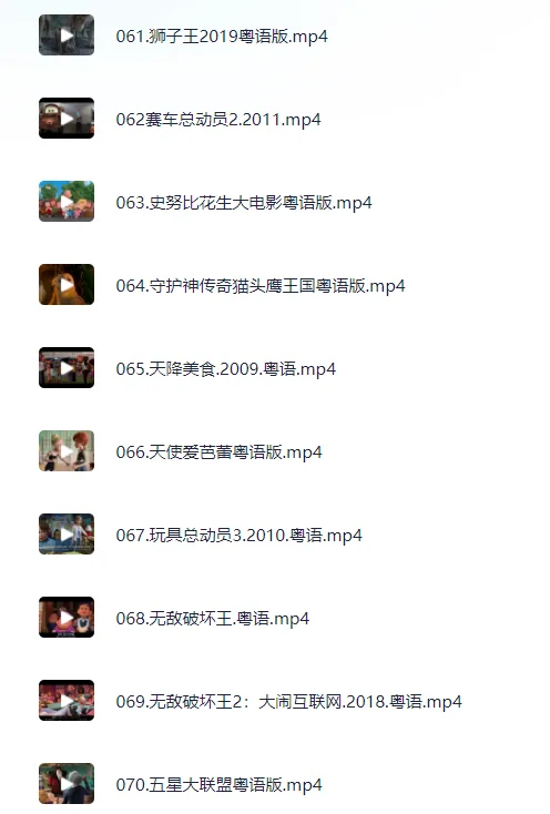 粤语迪士尼电影合集，133部，高清1080P。