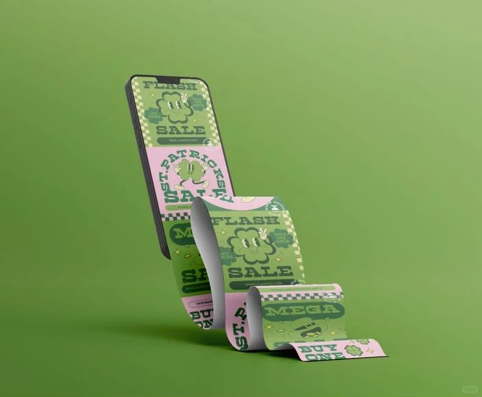 手机屏幕APP界面UI折叠滚动长图展示PS贴图样