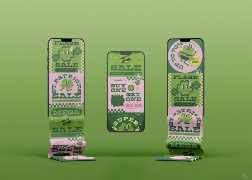 手机屏幕APP界面UI折叠滚动长图展示PS贴图样