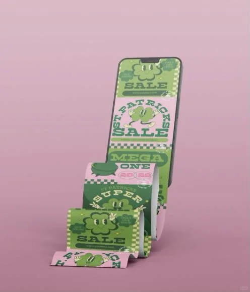 手机屏幕APP界面UI折叠滚动长图展示PS贴图样