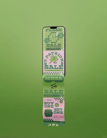 手机屏幕APP界面UI折叠滚动长图展示PS贴图样