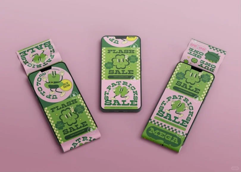 手机屏幕APP界面UI折叠滚动长图展示PS贴图样