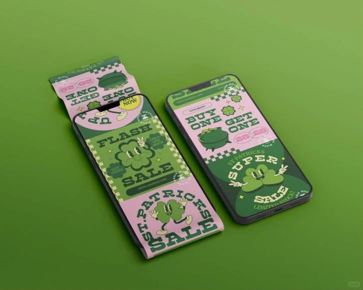 手机屏幕APP界面UI折叠滚动长图展示PS贴图样