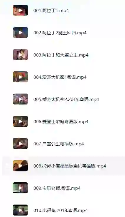 粤语迪士尼电影合集，133部，高清1080P。