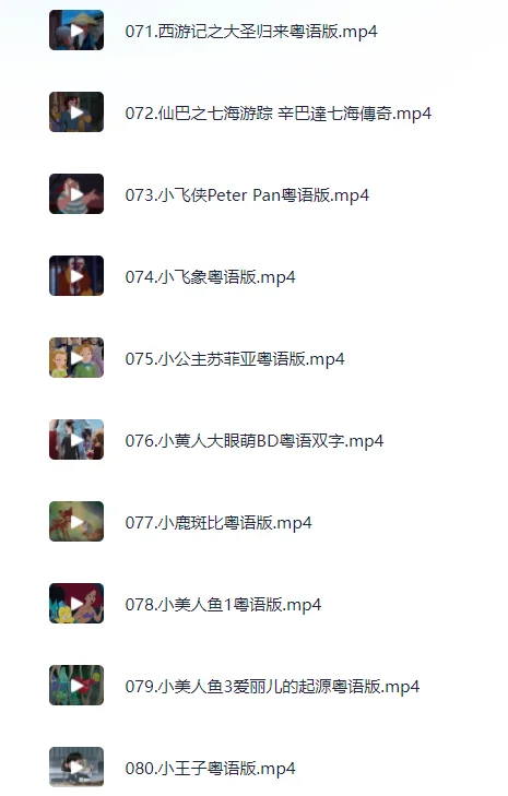 粤语迪士尼电影合集，133部，高清1080P。